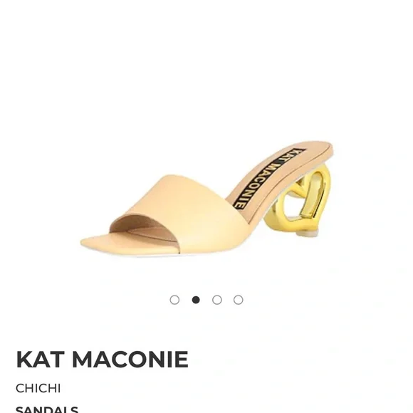 Gold and Cream Heart Heel Sandals - Picture 2 of 11